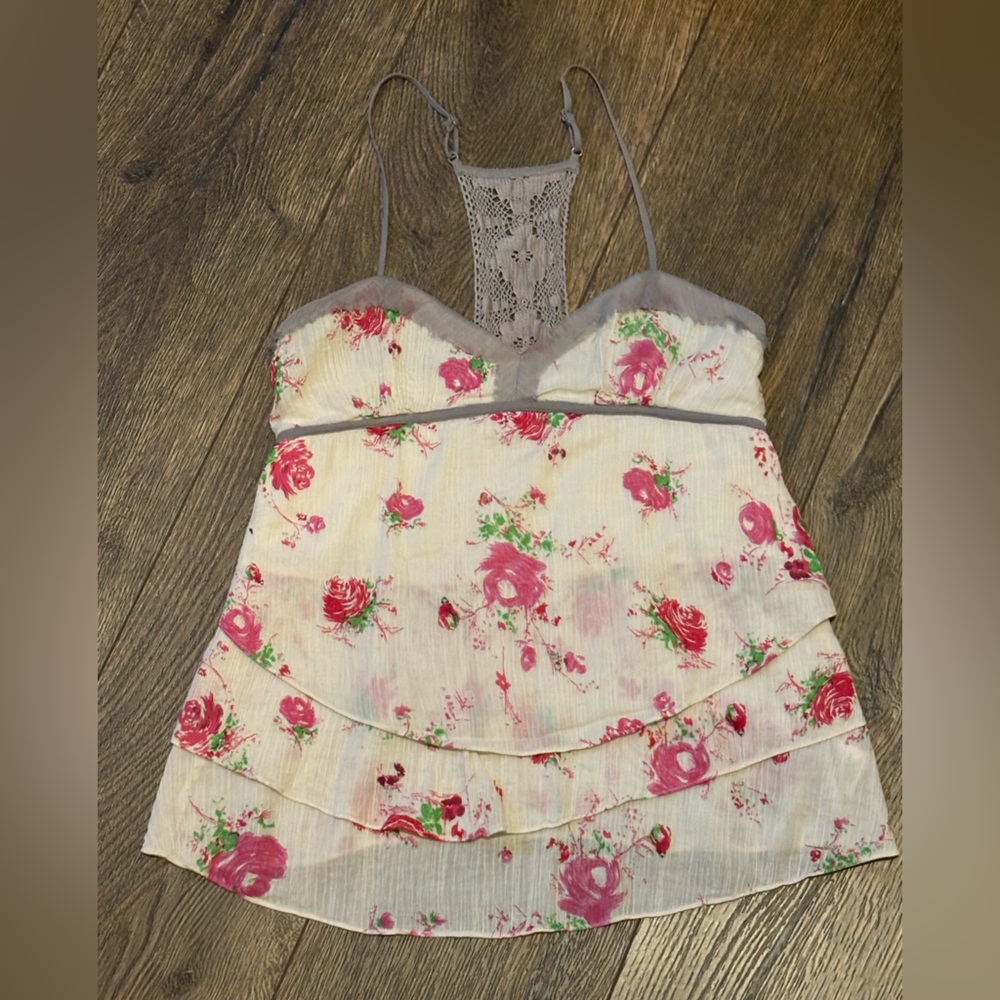 Free People Tiered Layered Floral Tank top Size 2